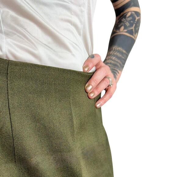 Women's Vintage Green Casual Corner Polyester Blend Maxi Skirt w/ Slit - Picture 6 of 7